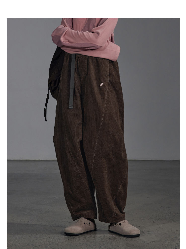 半圆半圆原创设计女装2025秋冬季宽松高端灯芯绒裤子女休闲裤长裤