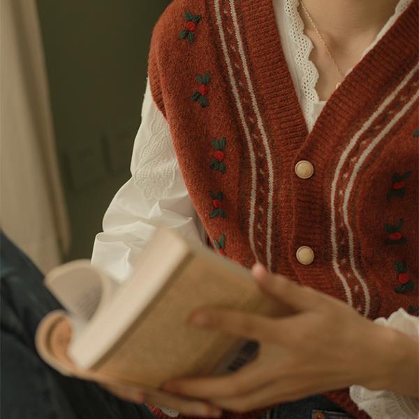 MONLOUVE法式复古外搭针织开衫马甲女背心春秋新款设计感小众坎肩