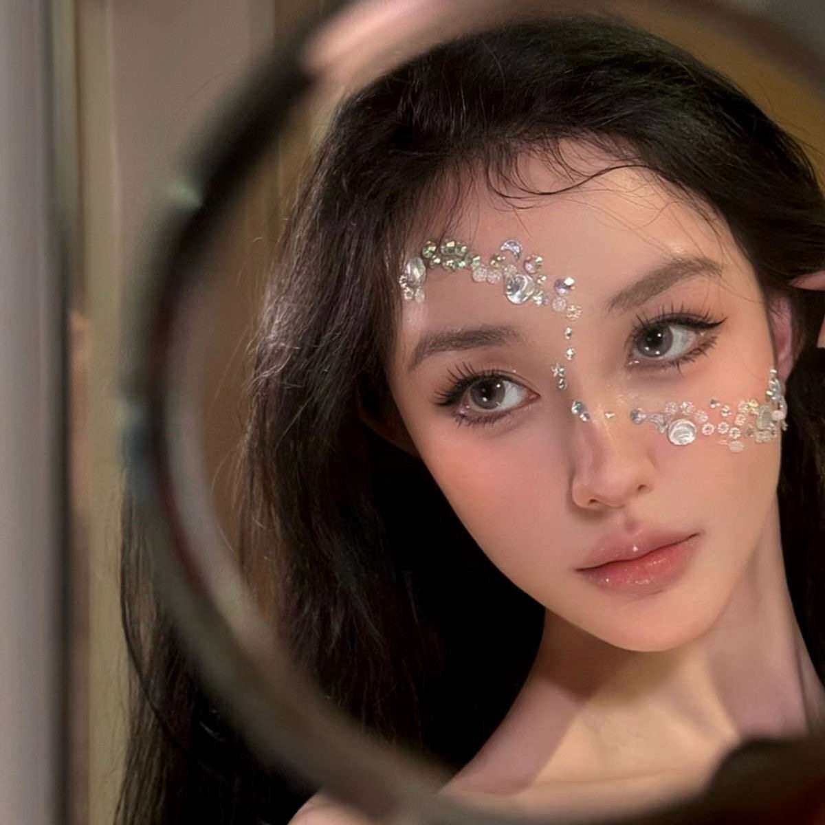 小红书同款星月贝壳仿妆创意珍珠亮钻水透俏皮女友感diy贴脸饰品