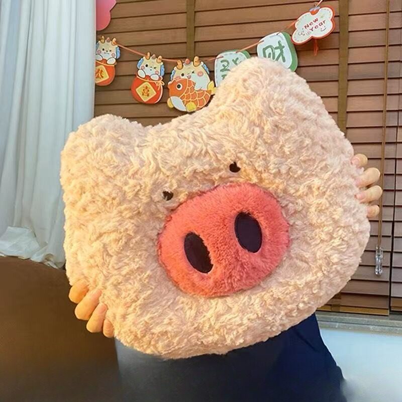 可爱猪头抱枕靠垫床头靠枕椅子护腰玩偶腰靠久坐神器家用沙发客厅