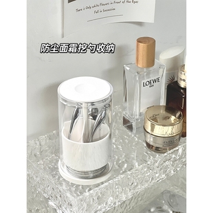 面霜勺子收纳盒防尘带盖眼霜挖勺挑棒化妆品眼霜按摩棒固定器神器
