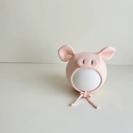 INS婴幼儿可爱造型帽子洋气卡通护耳保暖帽男女宝宝小猪超萌胎帽