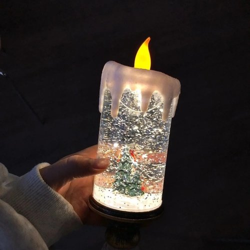 圣诞节装饰品摆件蜡烛灯飘雪雪花灯圣诞水晶球灯创意圣诞创意礼物