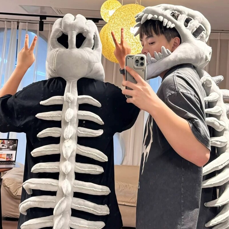 中华恐龙骨架头套毛绒玩具儿童节日装扮表演道具搞怪玩偶鹿晗同款