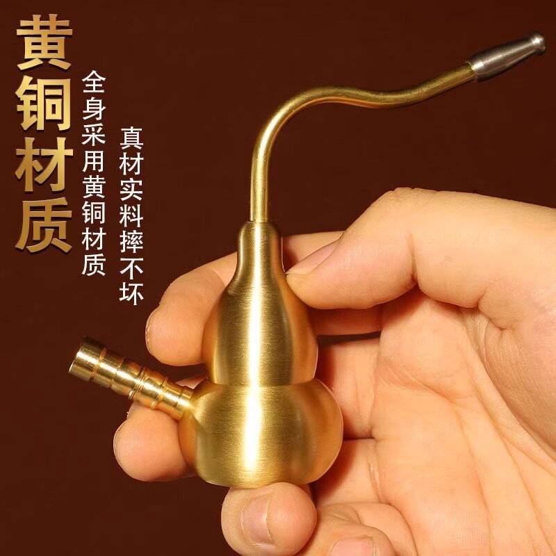 黄铜葫芦摆件水烟壶两用型便携式水烟斗旱烟水烟袋烟嘴过滤器带水