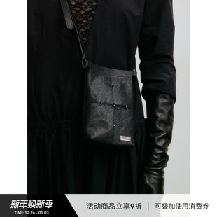 VINZOO 原创拼接手工刷色植鞣小牛皮单肩斜挎手机包