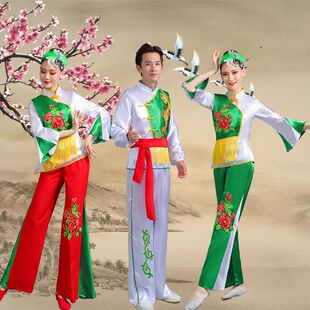 新款民族秧歌服男女套装广场舞腰鼓演出服舞龙舞狮队打鼓服舞蹈服