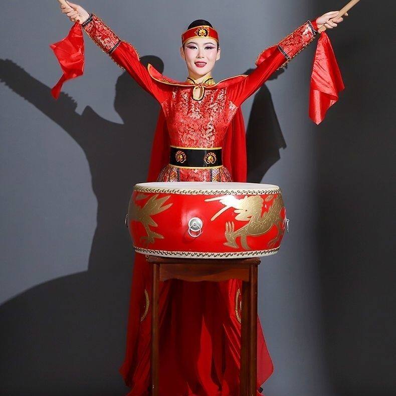 鼓舞打鼓演出服装女威风鼓打鼓服演出服中国风中国鼓大鼓表演服装