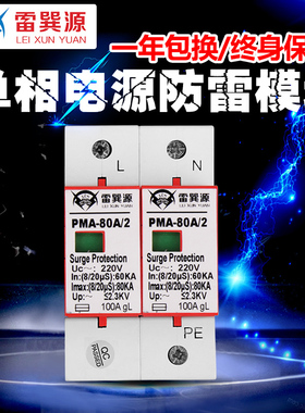雷巽源 家用电源防雷单相电源防雷模块最大通流量100KA模块避雷器