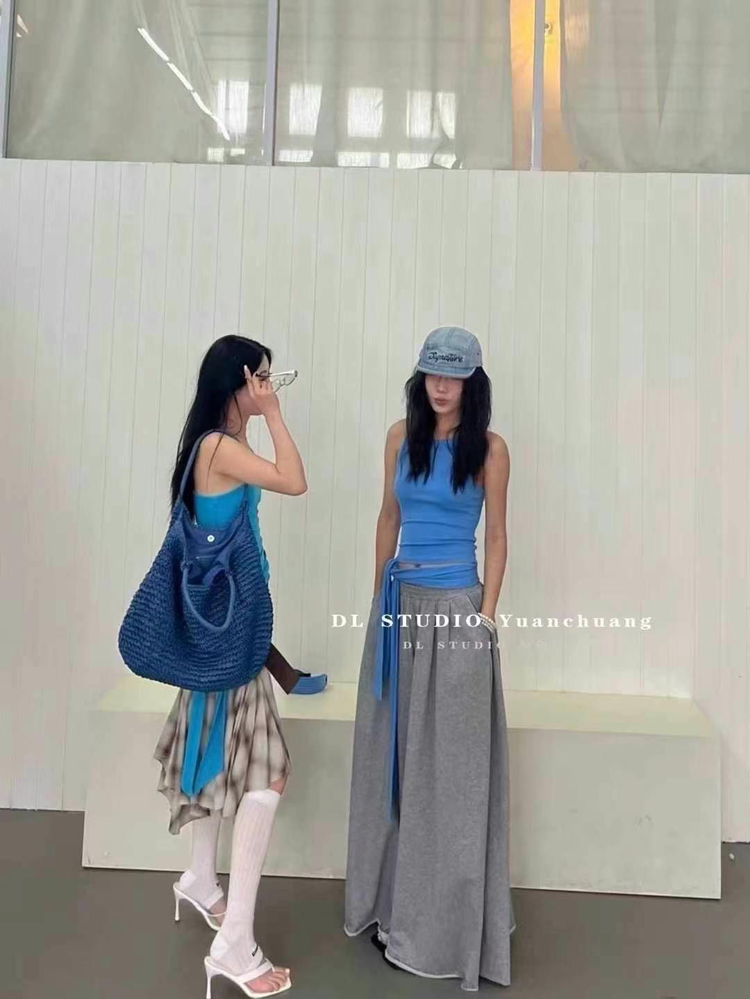 DL十三行2025年夏季款韩版时尚休闲百搭吊带背心女式阔腿裤两件套