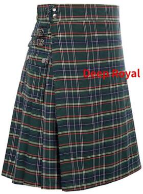 Scottish holiday skirt mens Plaid contrast pleated skirt男
