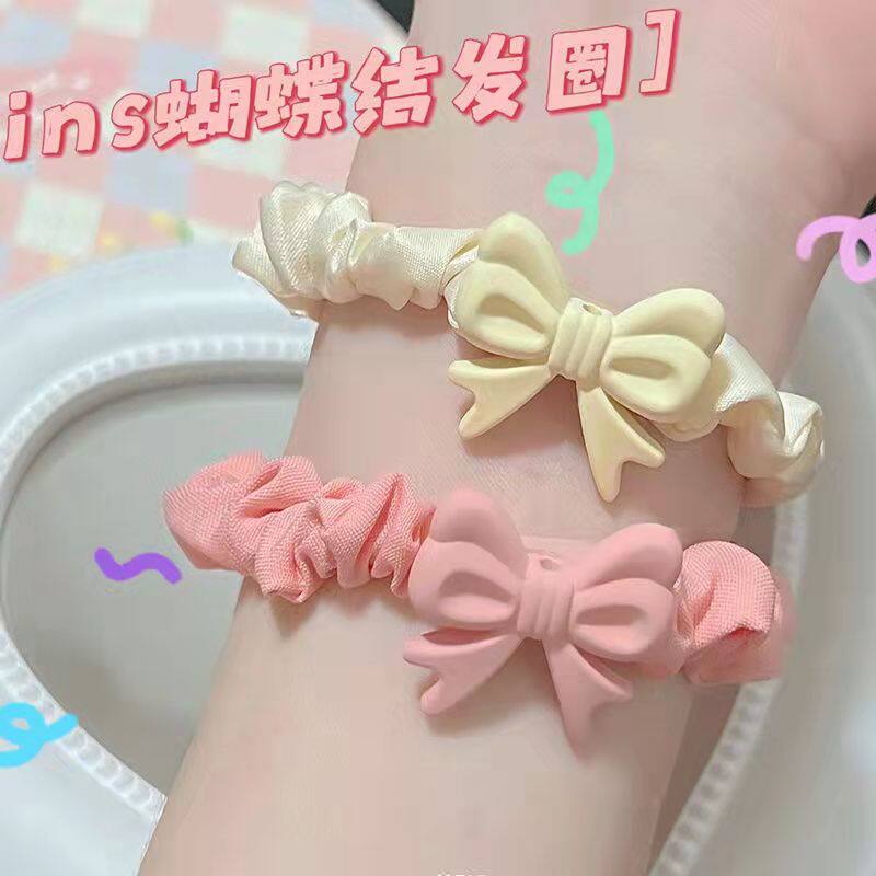 可爱蝴蝶结发圈少女心奶油头绳网红ins小皮筋甜美粉嫩小皮套发绳