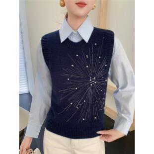 MONLOUVE早秋巨好看韩系穿搭秋冬叠穿针织马甲背心打底衫无袖毛衣