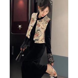 MONLOUVE春秋冬季2025年新款女士装时尚套装裙高级感新中式国风马