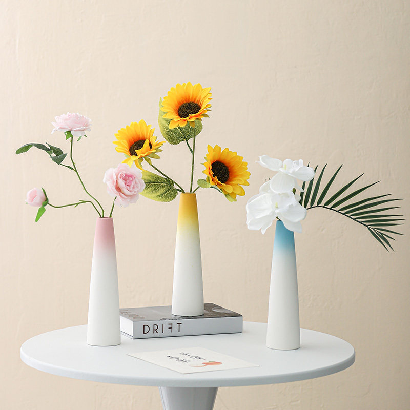 北欧简约渐变窄口小花瓶鲜花插花水培干花装饰品客厅餐桌花器摆件,家居饰品,花瓶,淘宝优惠券,粉丝福利购,淘宝优惠卷