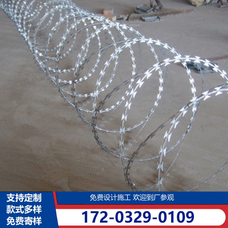 镀锌刀片刺绳防护网刺丝滚笼带刺铁丝网刺铁路爬网防盗拉力刮刀 - 实物图