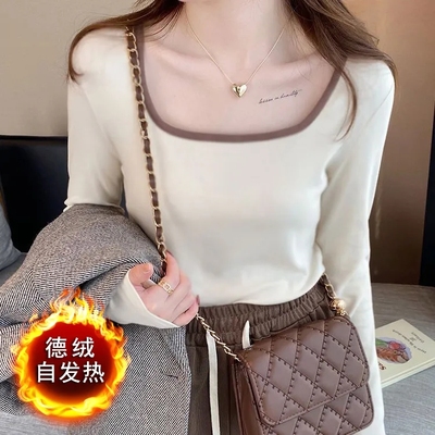 双面德绒保暖打底衫女长袖秋冬季