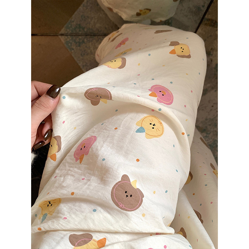 睡裤女夏季小熊长裤薄款家居裤可爱休闲宽松慵懒高腰阔腿遛弯裤子