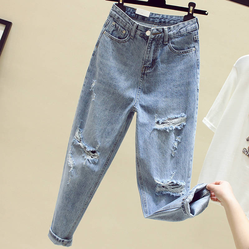 2022 summer women hole fashion jeans lady casual denim pants