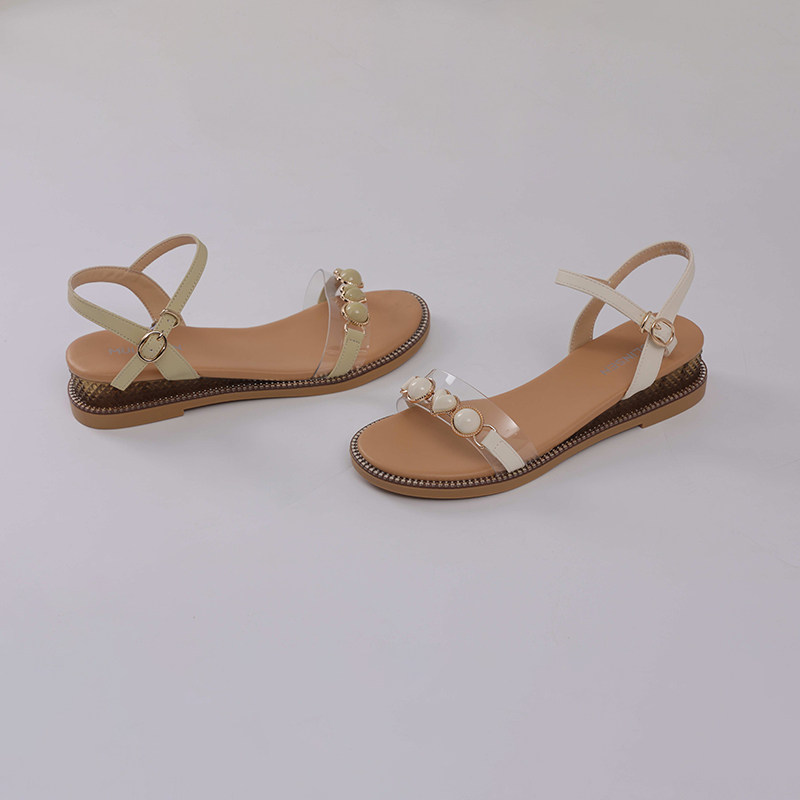 木林森凉鞋女夏季2023款女鞋女士时尚一字带凉鞋女休闲中空凉鞋女