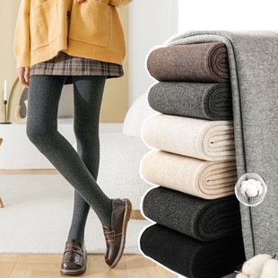 女外穿显瘦加绒连裤 保暖裤 袜秋冬棉裤 竖条纹加厚踩脚裤 薄款 打底裤