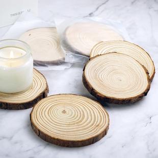 香薰蜡烛托台木头杯垫摆件木质垫托盘托台底座树片年轮文艺化创意