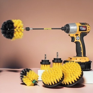 手电钻清洁刷头清理地毯瓷砖清洗刷家用球头刷清洗手电动刷子套装
