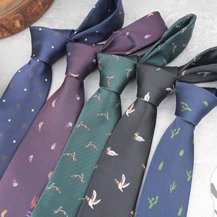 新款手打提花领带男士休闲时尚7CM涤纶丝领带英伦风婚礼厂家现货