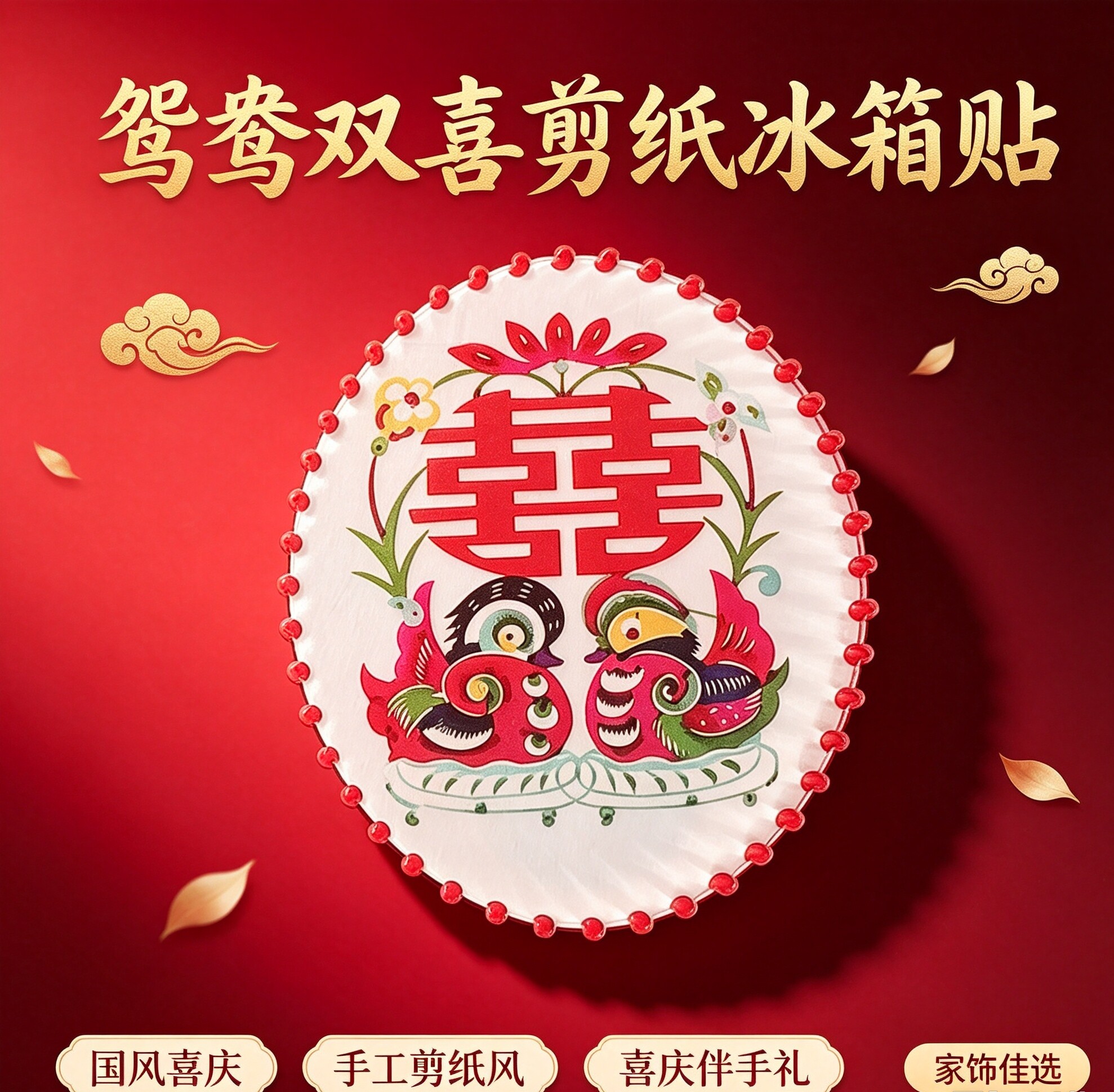 冰箱贴双喜剪纸diy材料包婚房文化创意冰箱贴