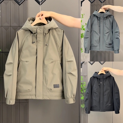 男士保暖防风连帽夹克外套棉服