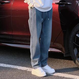 春秋新款星空纹牛仔裤休闲男士宽松百搭秋冬加绒潮流松紧腰直筒裤