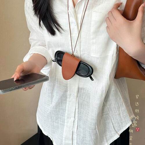 韩版皮质脖挂磁吸长款项链眼镜夹包包吊坠配饰女轻奢小众颈链饰品