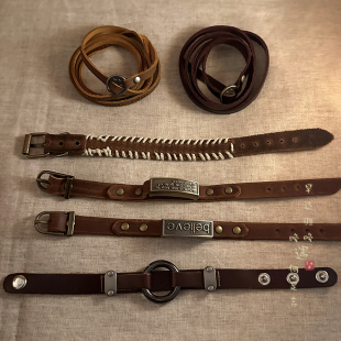 复古皮革小众多圈手链女款朋克可调节叠戴手饰品中古情侣闺蜜手绳