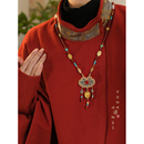 新中式 古风平安锁背云红色长璎珞流苏项链女国风汉服马面裙配饰品