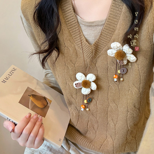 向日葵花朵项链秋冬挂绳毛衣链