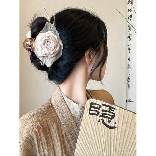 干枯玫瑰花朵抓夹新中式复古