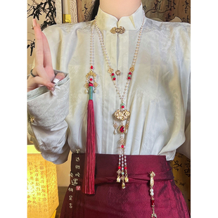 ［海棠］平安锁长流苏背云璎珞项链女款新中式古风压襟马面裙配饰