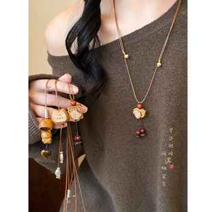 毛衣链挂绳配饰 长款 萌宠军团 可爱小马猫咪吊坠项链女配毛线衣