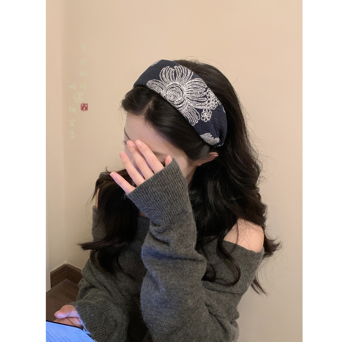 毛呢宽边发箍复古高级感头箍