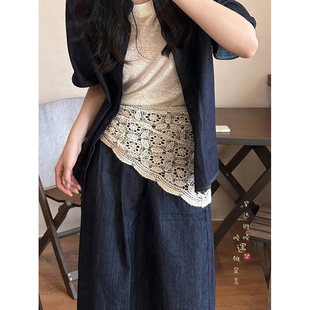 镂空钩花三角巾腰带女款 饰高级感腰间配饰腰封头巾 叠穿丝巾屁帘装