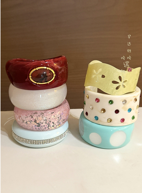 彩色叠戴宽手镯y2k复古夸张手环