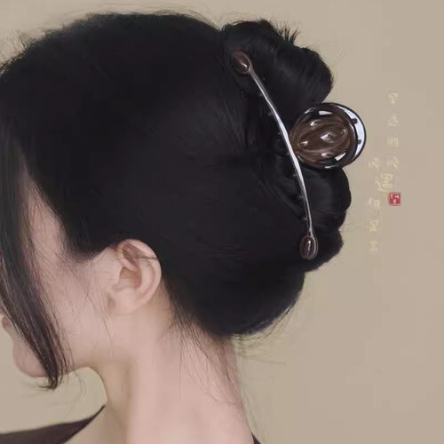 琥珀色油画抓夹复古高级感