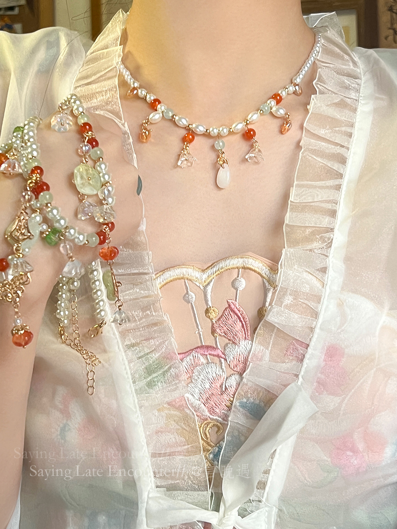 唐风璎珞吊坠项链女2025新款古风坦领颈饰新中式古装锁骨链配饰品