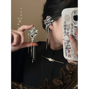冰凝盛华~新中式花朵流苏无耳洞耳挂耳夹女古风国风耳环复古耳饰