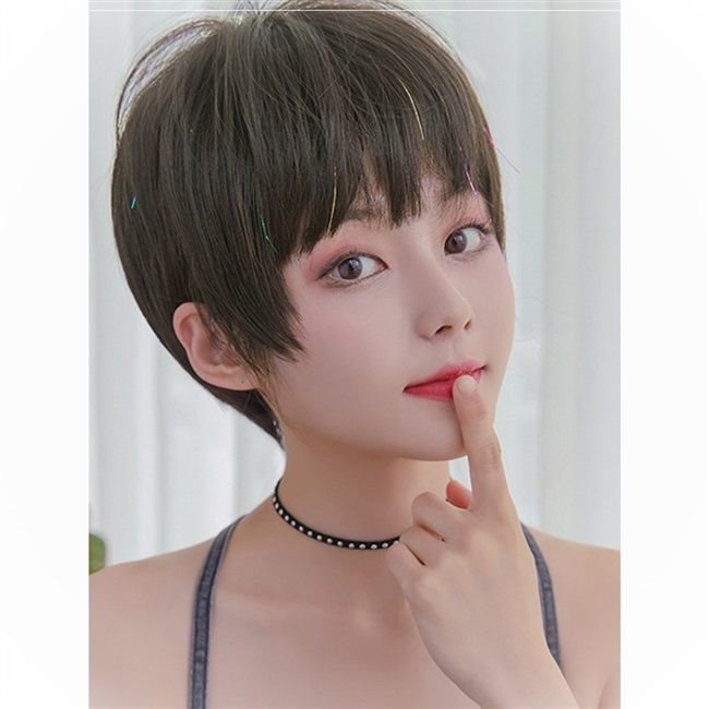 超中性初恋红套头头帅气齐短发新款耳学生式女2021全
