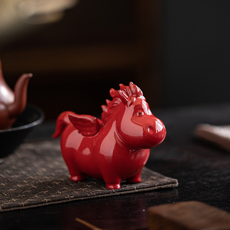 创意陶瓷小飞马摆件可爱生肖马