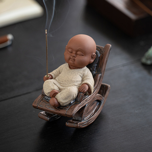 摇摇椅小和尚线香炉创意香插香座禅意茶室香薰炉摆件插香器工艺品