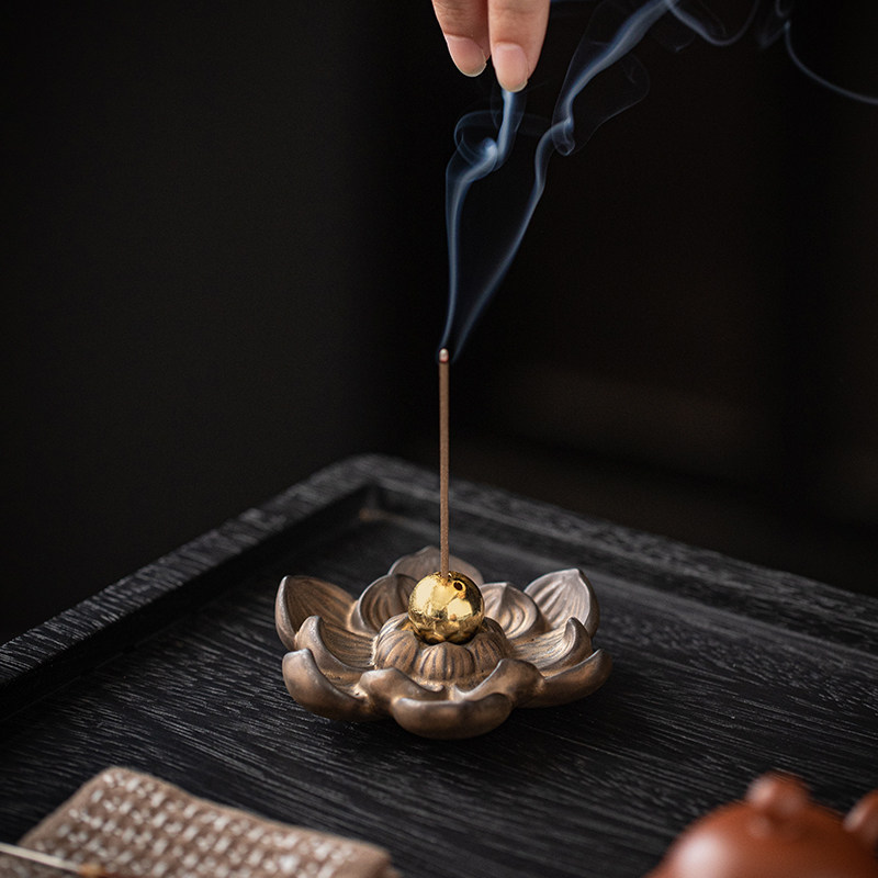 禅意陶瓷复古莲花线香炉家用室内香插香座香托茶室熏香香器香薰炉,家居饰品,香薰炉,淘宝优惠券,粉丝福利购,淘宝优惠卷