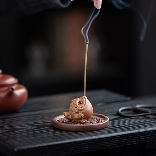 紫砂迷你小金蟾香插香座