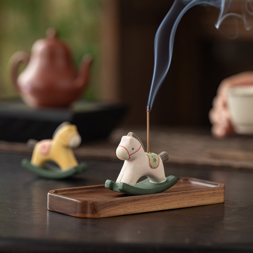童趣可爱摇摇马香插小摆件线香炉